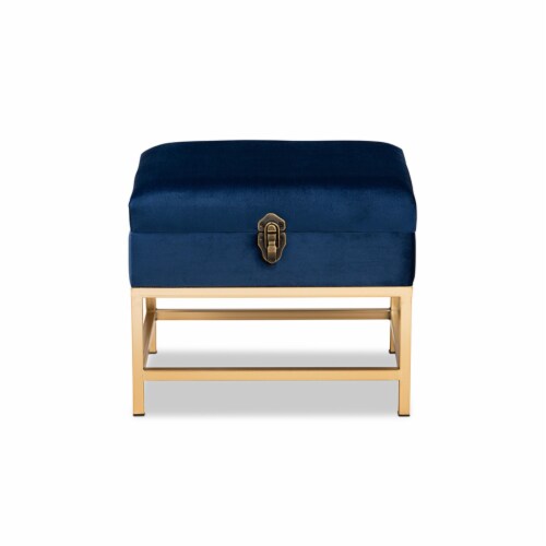 Small navy sales blue ottoman