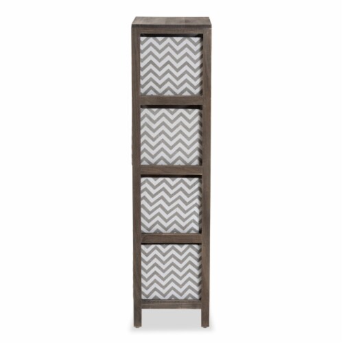 Baxton Studio Jorah Modern and Contemporary Grey and White Fabric Greywashed 4-Basket Perspective: left