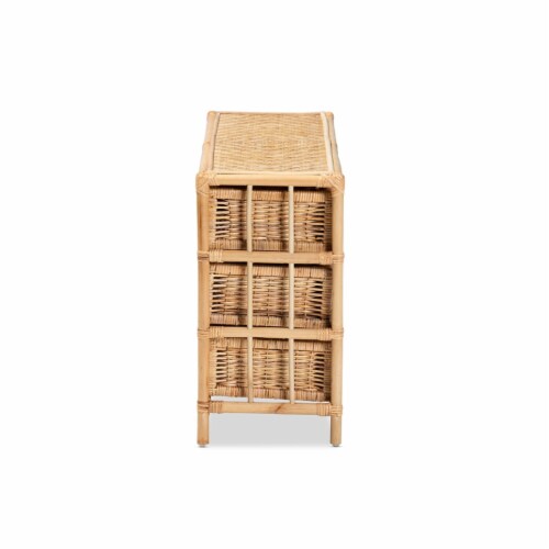 Dariana Modern Bohemian Natural Brown Rattan 6-Drawer Storage Cabinet Perspective: left