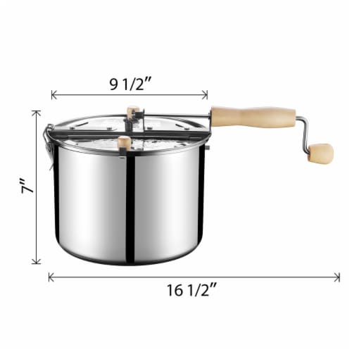 Original Stainless Stove Top 6 1/2 Quart Popcorn Popper by Great Northern Perspective: left