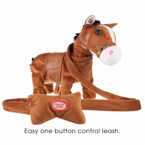 Animated Plush Horse Toy Walks on Leash Battery Operated Sings 9 x