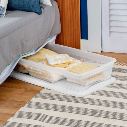 Sterilite 41 Quart Lightweight Under Bed Storage Box Container with Lid, 24 Pack Perspective: left