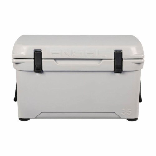 Engel 35 High Performance Durable Roto Molded Airtight Ice Cooler, Gray (2 Pack) Perspective: left