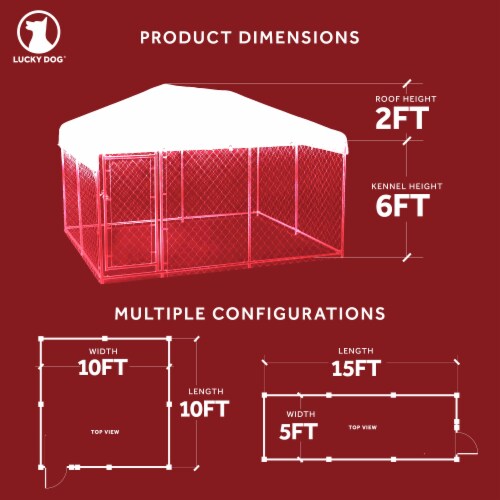 Lucky Dog 10 x 10 Ft Outdoor Steel Chain Link Dog Kennel