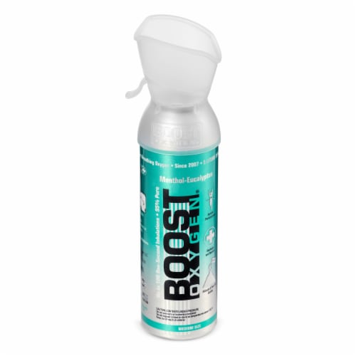 Boost Oxygen Natural Portable 5-Liter Pure Oxygen Canister Menthol (6 Pack) Perspective: left