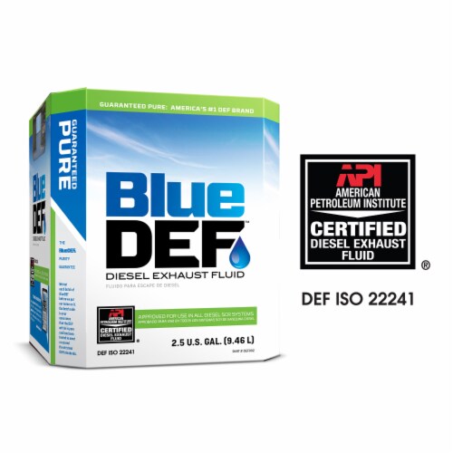 BlueDEF Diesel Exhaust Fluid Synthetic & Deionized Water 2.5 Gallon Jug (6 Pack) Perspective: left