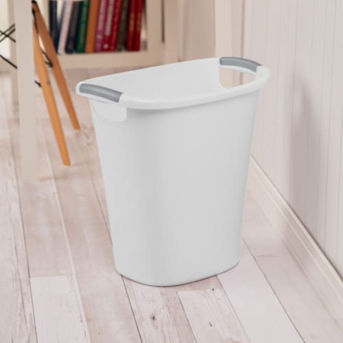 Sterilite 10638006 6 Gallon White Ultra Plastic Wastebasket Trash Can 6 Pack 6 Piece QFC