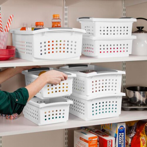 Small White Handled Storage Basket