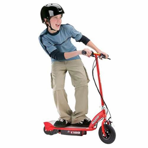 Razor E100 Kids 24 Volt Electric Powered Ride On Scooter, Red & Purple (2 Pack) Perspective: left