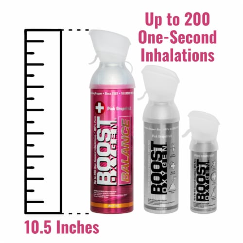 Boost Oxygen Natural 10 Liter Pure Oxygen Canister, Pink Grapefruit (4 Pack) Perspective: left