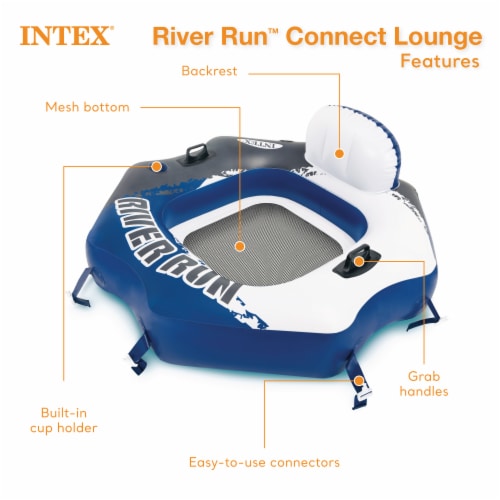 Intex River Run Connect 1 Person Floating Tube, Blue (2 Pack) & 2 Person  Tube, 3 Piece - King Soopers