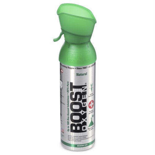 Boost Oxygen Natural Portable 5 Liter Pure Oxygen Canister, Flavorless (8 Pack) Perspective: left