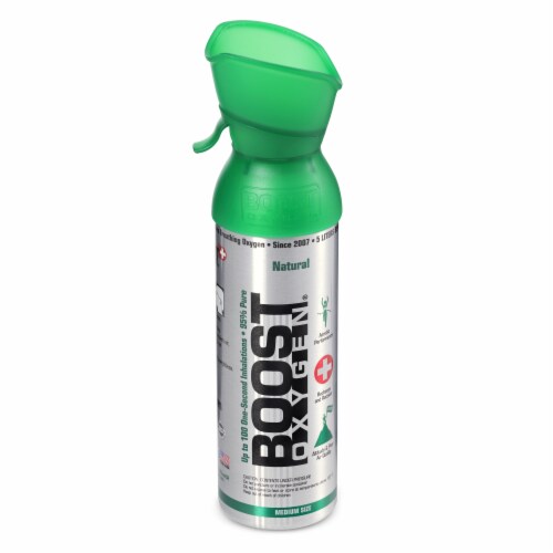 Boost Oxygen Natural Portable 5 Liter Pure Oxygen Canister, Flavorless (5 Pack) Perspective: left