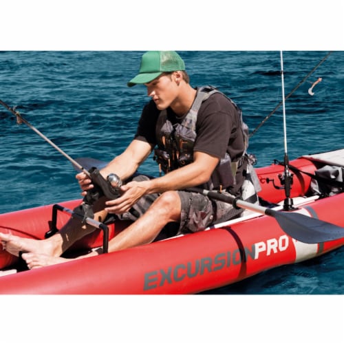 Intex 2 Person Vinyl Kayak w/ Oars & Pump & 2-Person K2 Kayak w/ Oars Air Pump Perspective: left