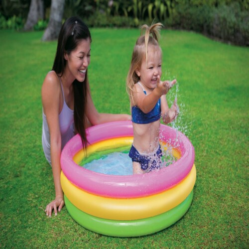 Intex 34in x 10in Sunset Glow Soft Inflatable Baby/Kids Swimming Pool (8 Pack) Perspective: left