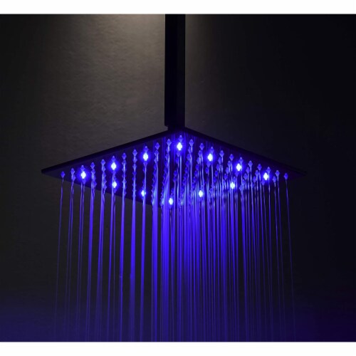 Hongtoo 12 Inch Stainless Steel Hydroelectric LED Rain Waterfall Shower Head Perspective: left