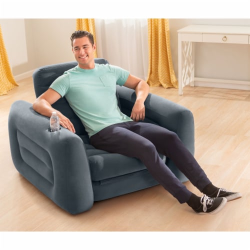 Intex Inflatable Pull Out Sofa Chair Sleeper/Twin Sized Air Mattress (2 Pack) Perspective: left