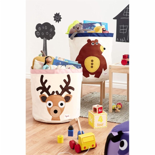 3 Sprouts Kids' Canvas Storage Bin, Zebra & 3 Sprouts Canvas Storage Bin, Deer Perspective: left
