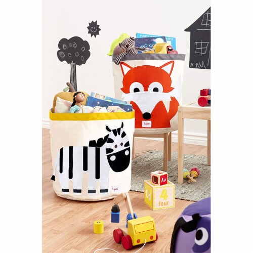 3 Sprouts Canvas Storage Bin & Toy Basket for Baby & Toddlers, Owl & Zebra Perspective: left