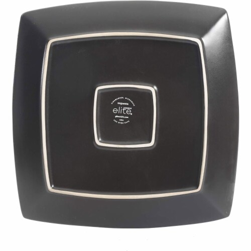 Gibson 16 Piece Square Dinnerware Set with Plates, Bowls, and Mugs (2 Pack) Perspective: left