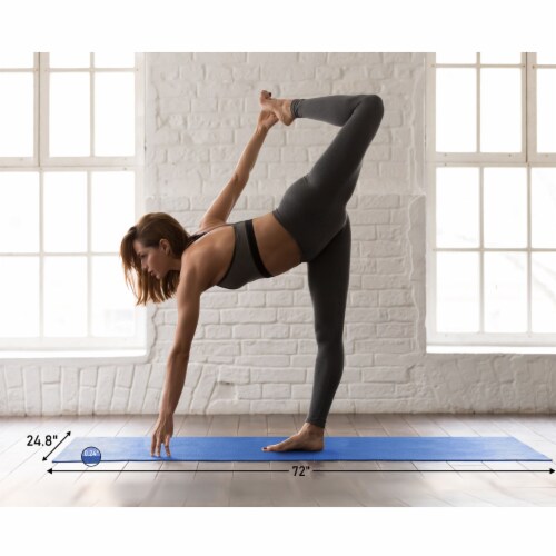 HolaHatha 72 x 24  Double Sided 0.25  Thick Non Slip Home Workout Yoga Mat, Blue Perspective: left