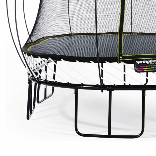 Springfree Outdoor Square 13 Foot Trampoline, Enclosure, Hoop Game, and Ladder Perspective: left