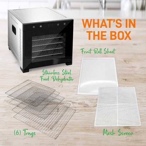 NutriChef Electric 600W Countertop Food Dehydrator with 6 Trays, Silver (2 Pack) Perspective: left