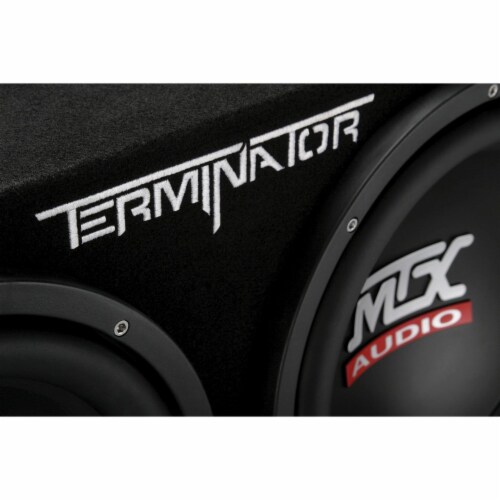 MTX 12 Subwoofer Enclosure and Amplifier with QPower Super Flex Wiring Amp Kit Perspective: left