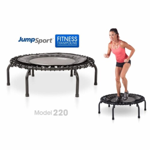 JumpSport 220 Fitness Rebounder Mini Trampoline & Handle Bar Accessory, Black Perspective: left