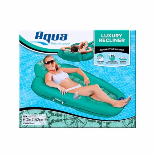 Aqua Leisure Polyknit Water Lounger Pool Inflatable, Compass Rose (2 Pack) Perspective: left