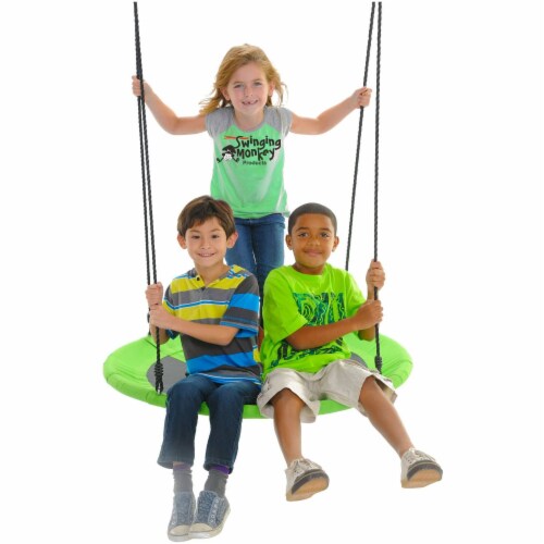 Swinging Monkey Giant 40  Web Outdoor Family Play Saucer Swing, Green (2 Pack) Perspective: left