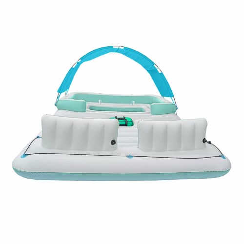 Comfy Floats No Inflate Water Lounger Pool Float & 13 Ft Misting Party Platform Perspective: left