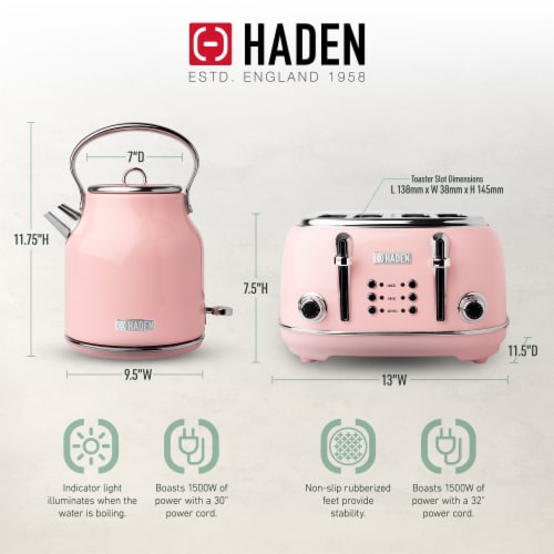 Haden Heritage 1.7 Liter Stainless Steel Body Electric Kettle with