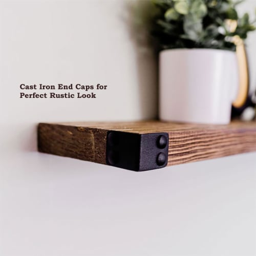Willow & Grace Dennis 24 Inch Floating Wood Wall Mount Shelves, Walnut (3 Pack) Perspective: left