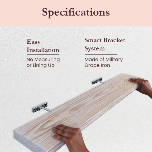 Willow & Grace Suzy 36 Inch Floating Wall Mount Shelves, White Wash (6 Pack) Perspective: left