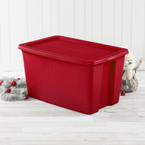 30 gal Red Holiday Plastic Storage Tote by Sterilite at Fleet Farm