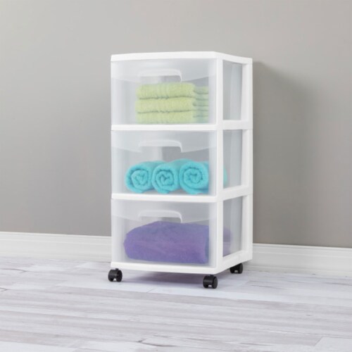 Sterilite 28308002 Home 3 Drawer Wheeled Plastic Storage Container (Set of 4)