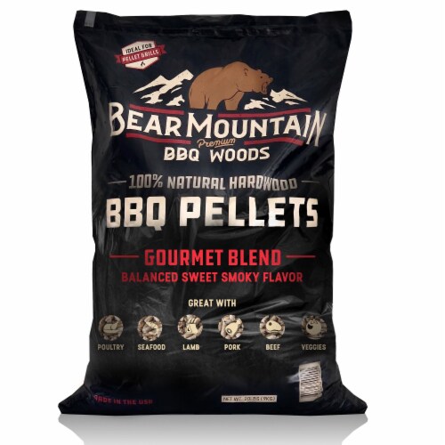 Bear Mountain BBQ Hardwood Gourmet Blend, Hickory, & Apple Pellets, 20 Lb Bags Perspective: left