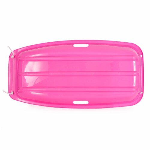 Slippery Racer Downhill Sprinter Kids Plastic Toboggan Snow Sled, Pink (2 Pack) Perspective: left