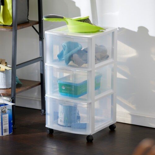Gracious Living Classic 3 Drawer Organizer Plastic Storage Cart w/Wheels(4 Pack) Perspective: left