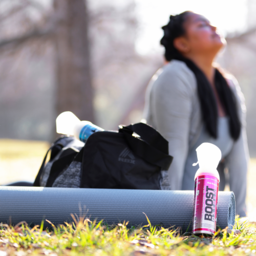 Boost Oxygen Pocket Sized Canned Oxygen w/ Mouthpiece, Pink Grapefruit (10 Pack) Perspective: left