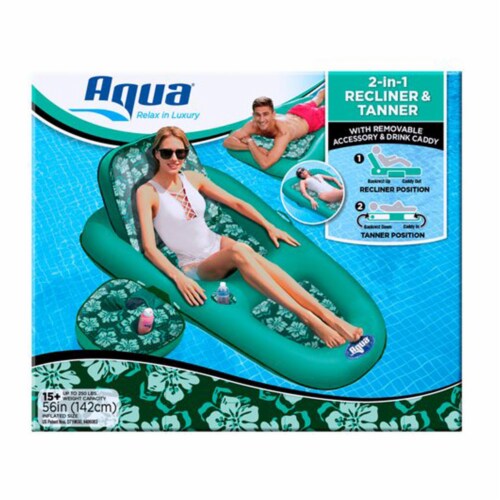 Aqua LEISURE Green Luxury Water Fabric Recliner Lounge Pool Float