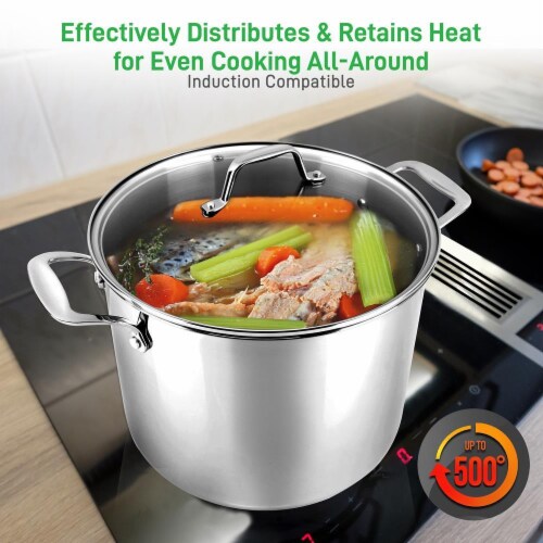 NutriChef Heavy Duty 19 Quart Stainless Steel Soup Stock Pot with