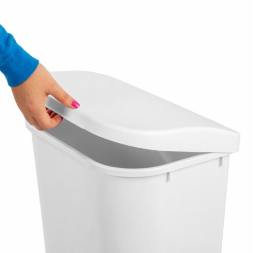 Sterilite 11.3 Gal Lift Top Lid Wastebasket Kitchen Trash Can, White (12 Pack) Perspective: left