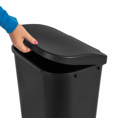 Sterilite 11.3 Gal Lift Top Lid Wastebasket Kitchen Trash Can, Black (12 Pack) Perspective: left