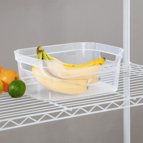 Sterilite 5.25 x 9.5 x 13 Inch Open Storage Bin w/ Carry Handles, Clear (8 Pack) Perspective: left