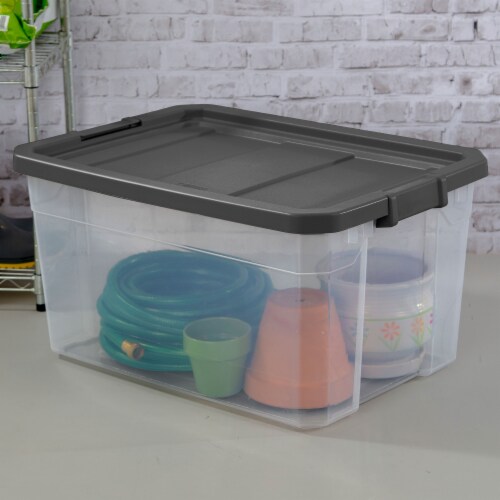 Sterilite Large Clear Plastic Stackable Storage Bin w/ Clear Latch Lid, 24  Pack, 24pk - Baker's