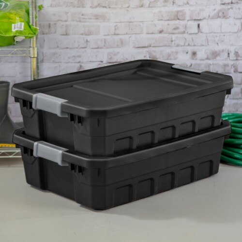 Sterilite 10 Gallon Industrial Stacker Storage Totes w Gray Clip