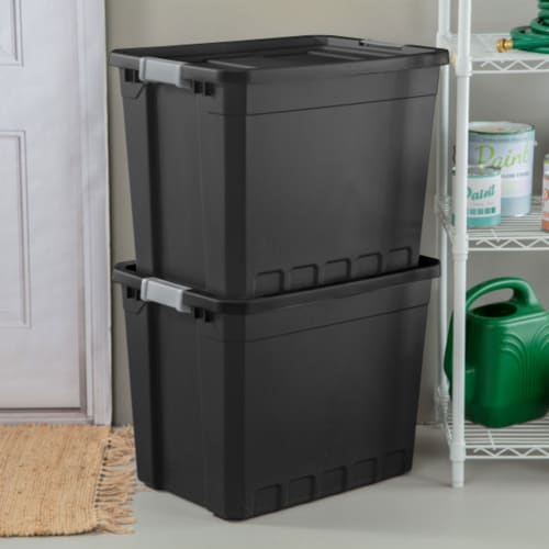 Sterilite 27 Gal Rugged Industrial Stackable Storage Tote w/ Lid, Black, 12  Pack, 1 Piece - Fry's Food Stores