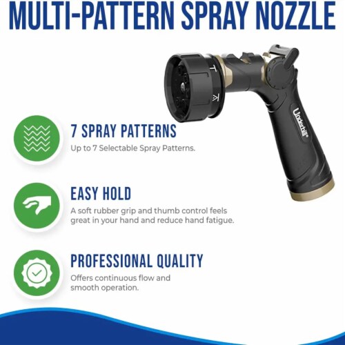 Underhill Ultramax Red 50 Foot Garden Hose w/ Proline Master Gold 7 Spray Nozzle Perspective: left